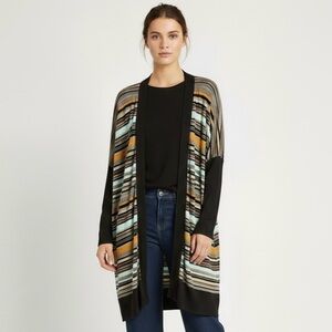 Vintage Missoni Colourful Striped Wool Blend Open Duster Cardigan - 14/L-XL 🇮🇹